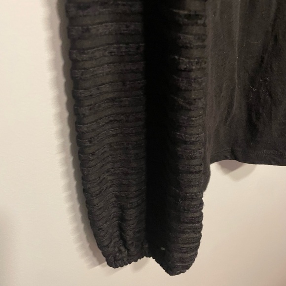 Lucky Brand Chenille Stripe Mix Top Long Sleeve Black Women’s Medium - Picture 4 of 5